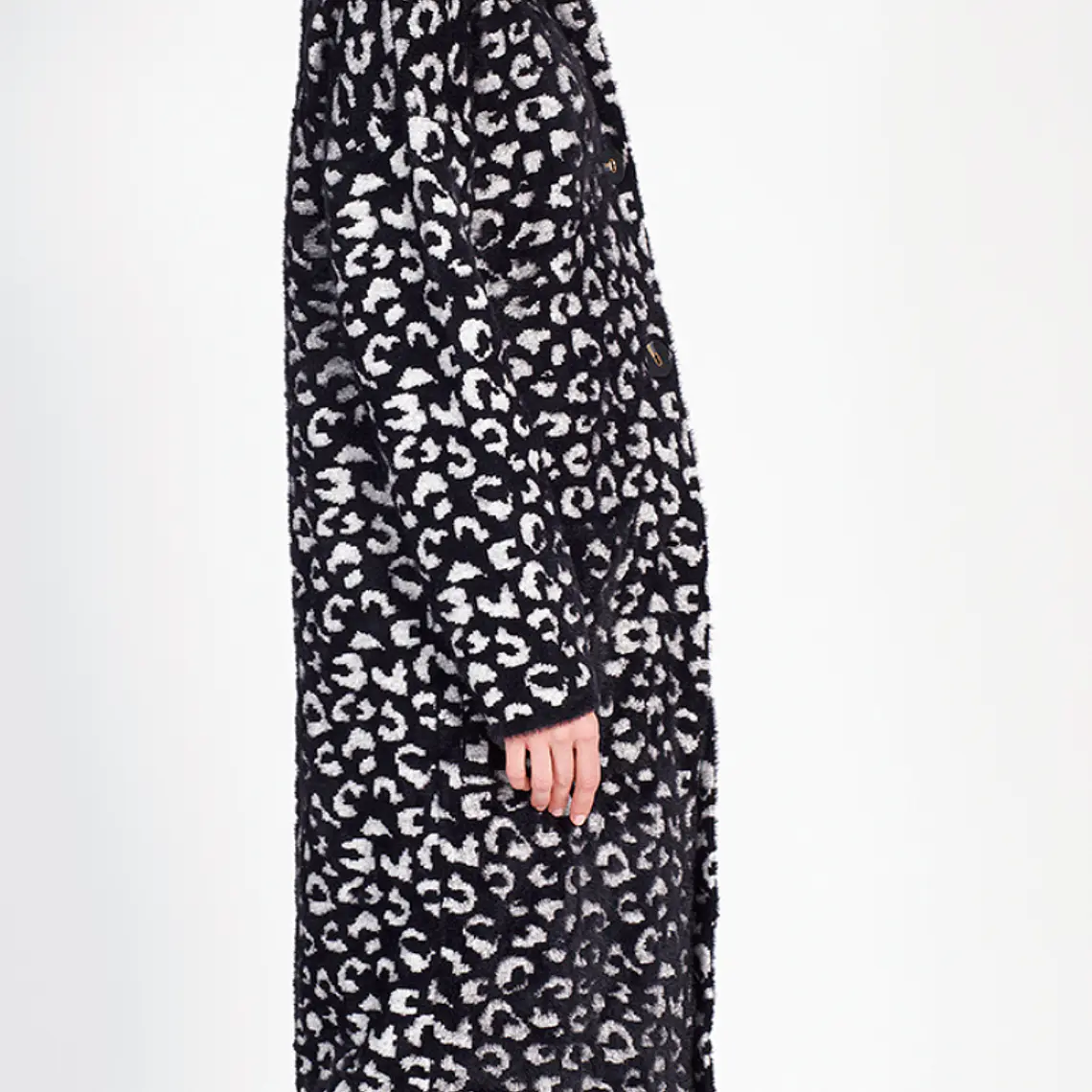 ABRIGO RECTO TEJIDO LEOPARDO  NEGRO (TALLA L) 5