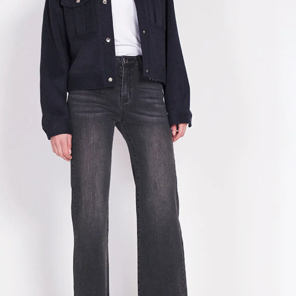 CHAQUETA RECTA MELANGE NEGRO LARGO 52 CM ESPALDA (TALLA L) 5