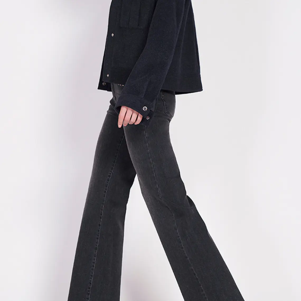 CHAQUETA RECTA MELANGE NEGRO LARGO 52 CM ESPALDA (TALLA L) 6