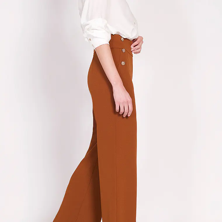 PANTALON RECTO TIRO ALTO TABACO (TALLA L) 3