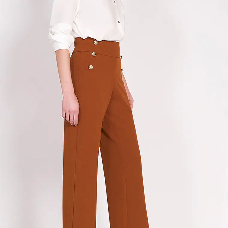 PANTALON RECTO TIRO ALTO TABACO (TALLA L) 4