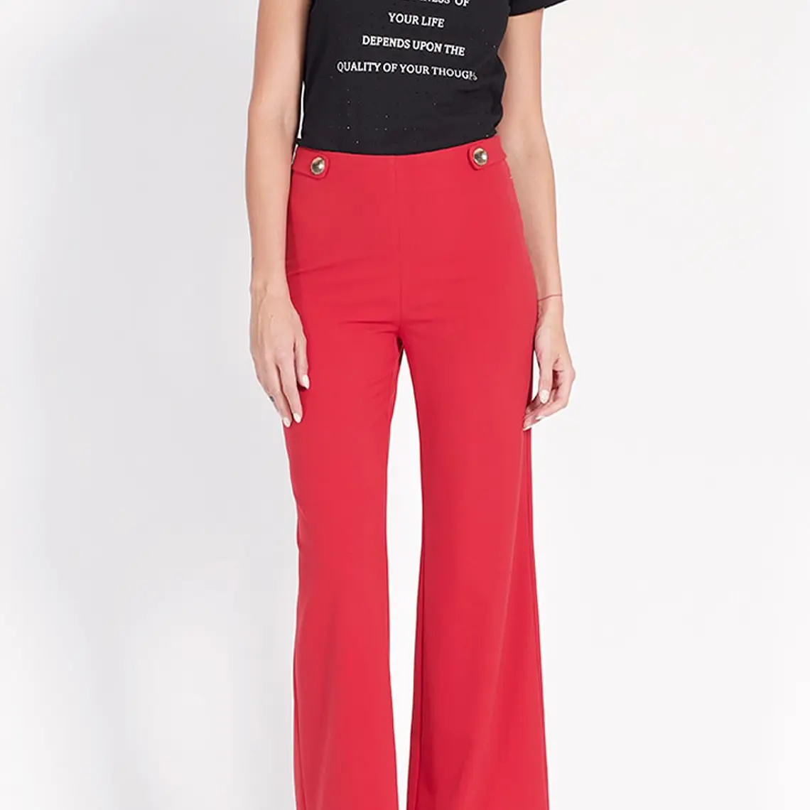 PANTALON ANCHO TIRO ALTO ROJO (TALLA 42) 1