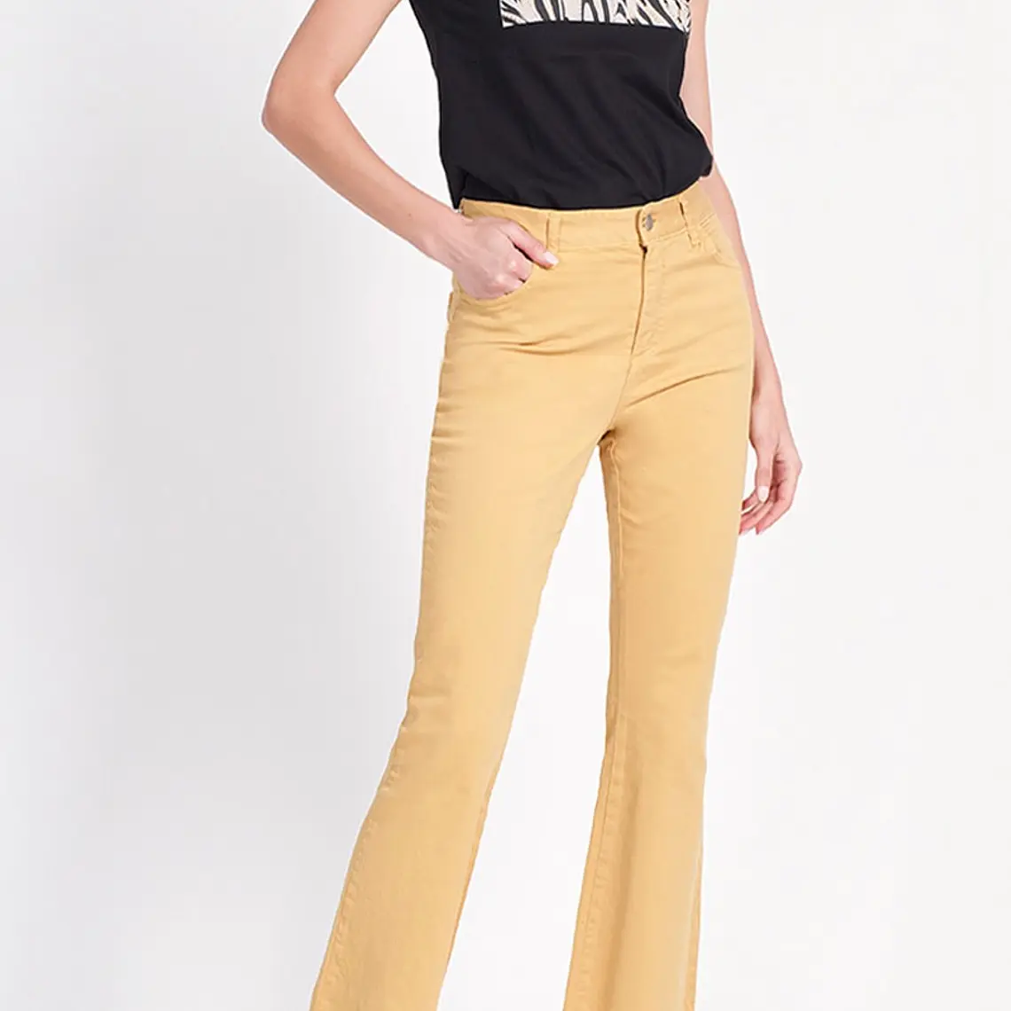 PANTALON FLARE  ALGODÓN PROCESADO (TALLA XL) 2