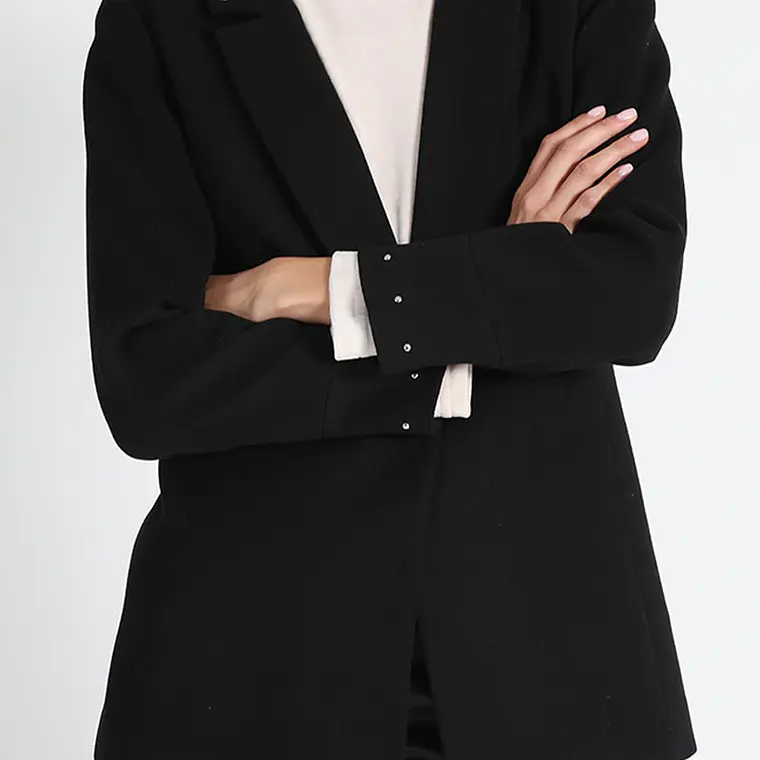 BLAZER LARGO ENTALLADO MUFLÓN NEGRO  CON SOLAPA (TALLA 48) 1