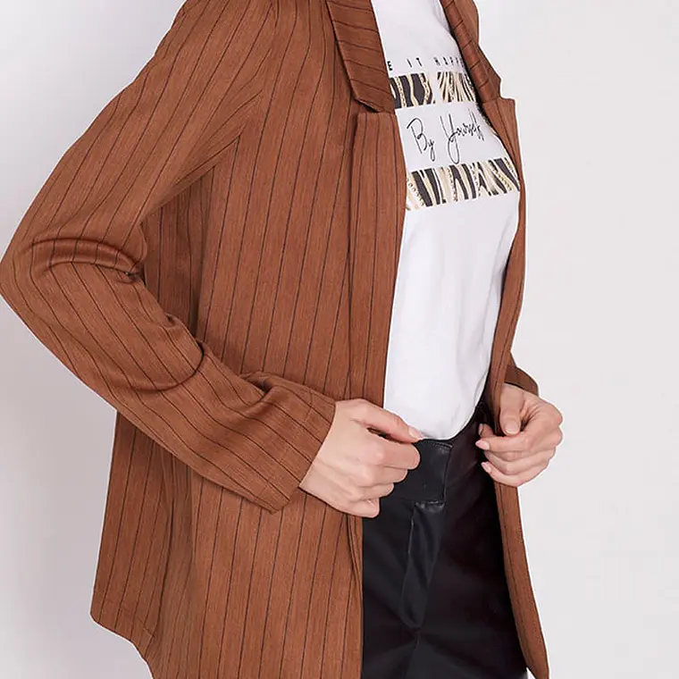 CHAQUETA TAPADO ESTAMPADO RAYAS  CAFÉ 5