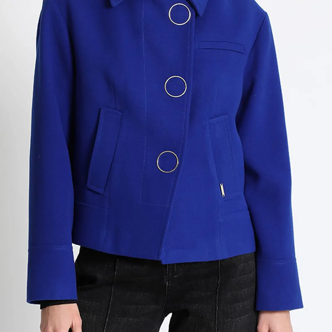 CHAQUETA SEMI BOMBER CORTA MUFLÓN OCÉANO  CUELLO CAMISERO (TALLA 46) 2