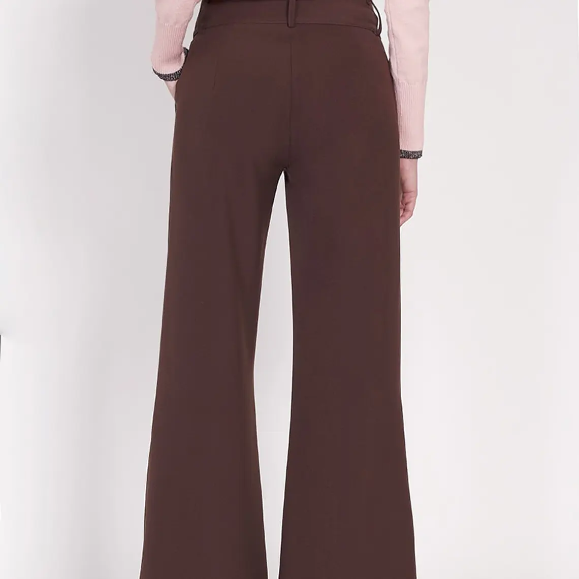 PANTALON RECTO POLIESTER SPANDEX CHOCOLATE CON BOTONES CIERRE Y PRETINA (TALLA 40) 5