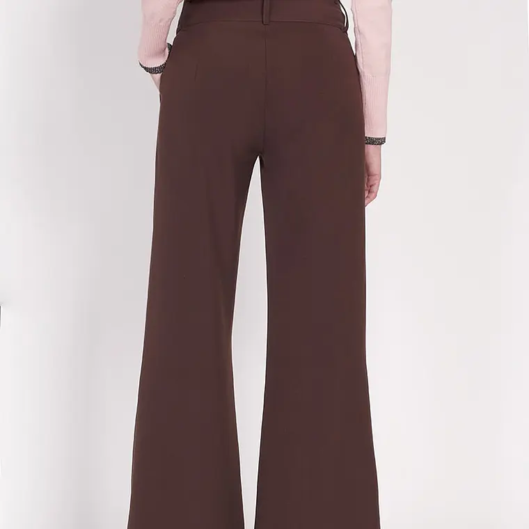 PANTALON RECTO POLIESTER SPANDEX CHOCOLATE CON BOTONES CIERRE Y PRETINA (TALLA 40) 5