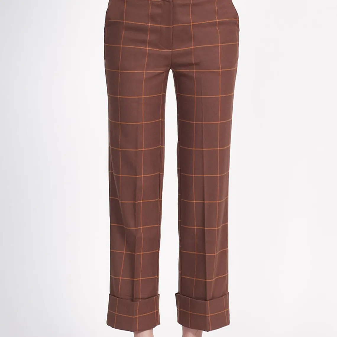 PANTALON RECTO CON BASTILLA CUADRILLE CAFÉ (TALLA S) 4