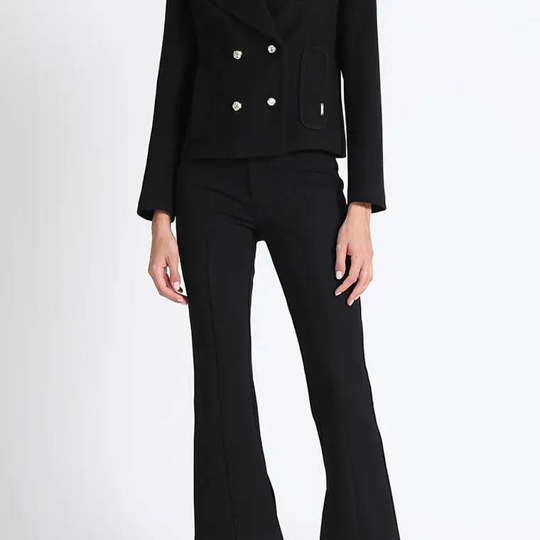 CHAQUETA ENTALLADA CORTA MUFLÓN NEGRO  BOTÓN JOYA (TALLA 44) 4