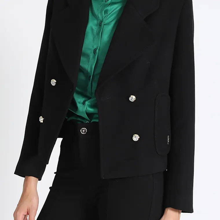 CHAQUETA ENTALLADA CORTA MUFLÓN NEGRO  BOTÓN JOYA (TALLA 44) 5