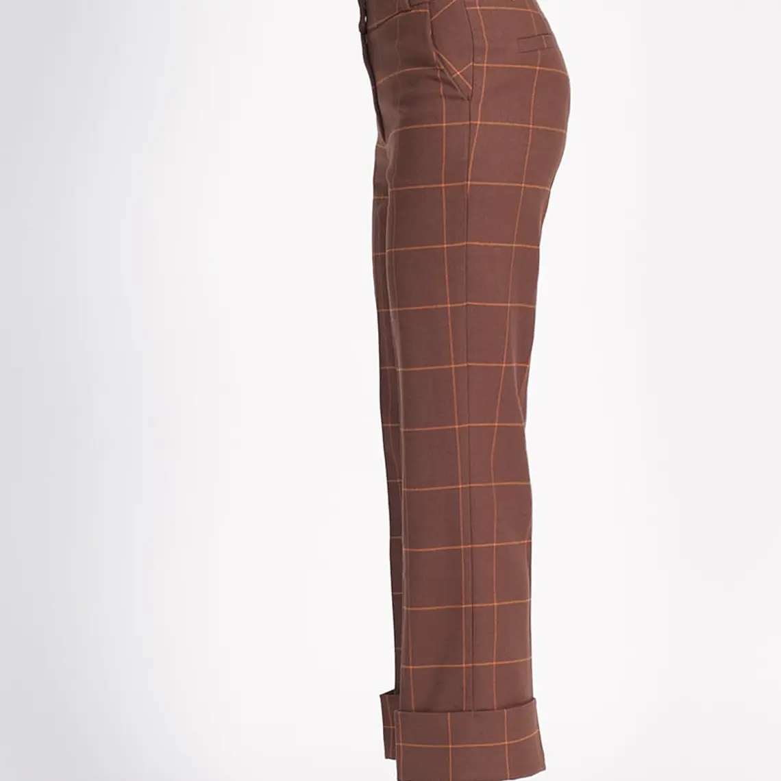 PANTALON RECTO CON BASTILLA CUADRILLE CAFÉ (TALLA S) 5