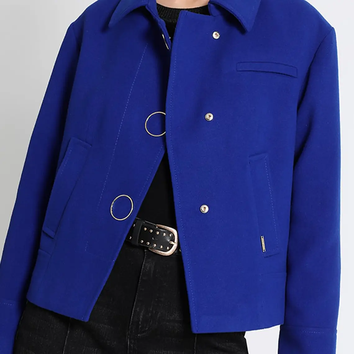 CHAQUETA SEMI BOMBER CORTA MUFLÓN OCÉANO  CUELLO CAMISERO (TALLA 46) 6