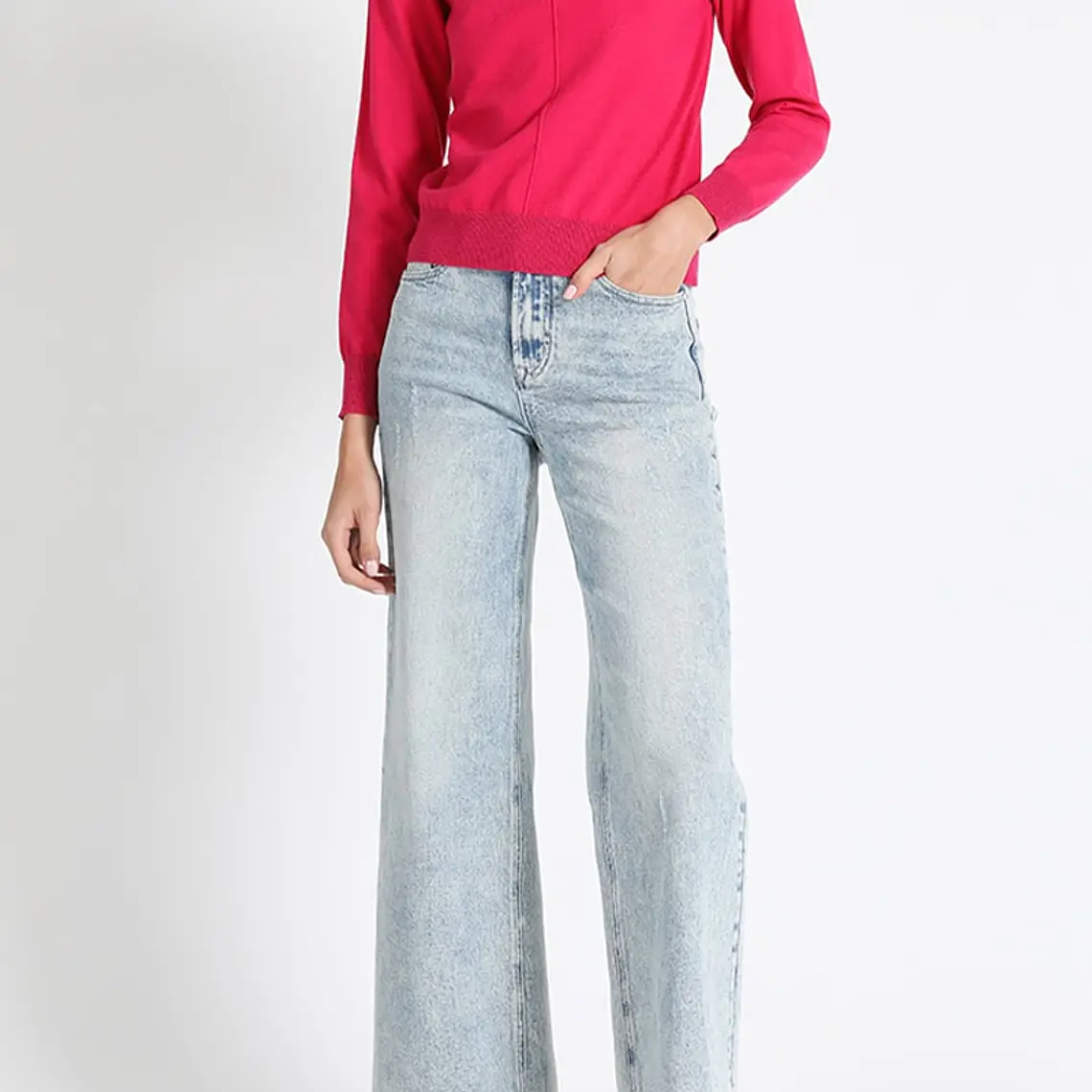 JERSEY TEJIDO CUELLO ALTO  FUCSIA CON LUREX (TALLA XL) 2