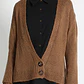 JERSEY TEJIDO TIPO CÁRDIGAN CAFÉ  CRUCE FRONTAL SIMPLE PRONUNCIADO CON DOS BOTONES - Miniatura 1