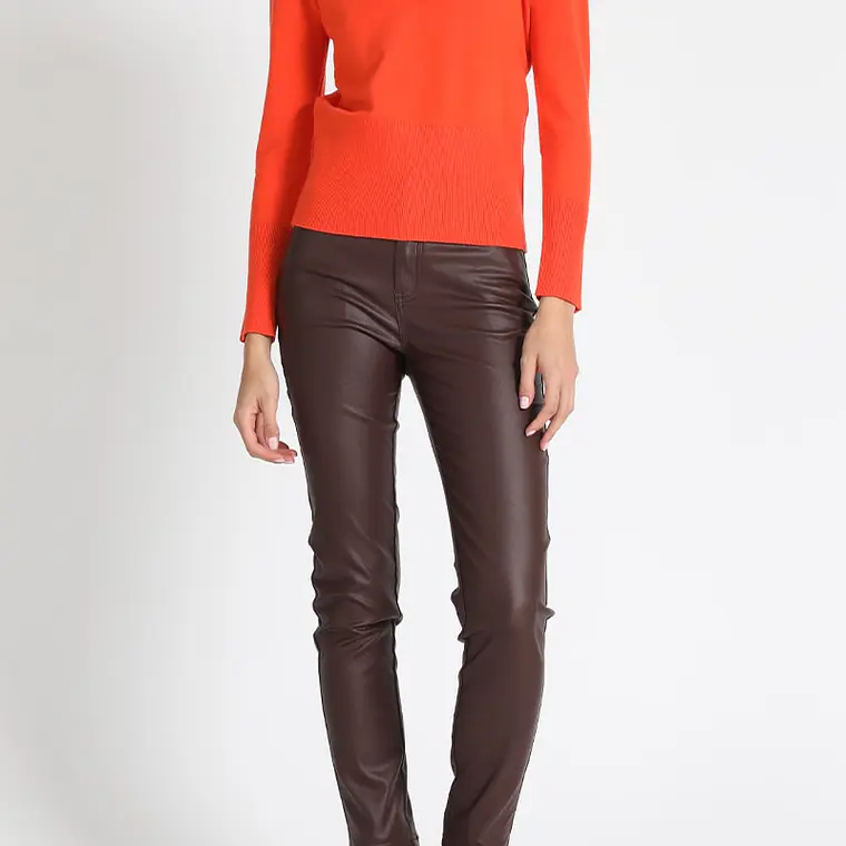 JERSEY TEJIDO ESCOTE EN V NARANJO  APLICACIÓN BOTONES (TALLA XL) 3