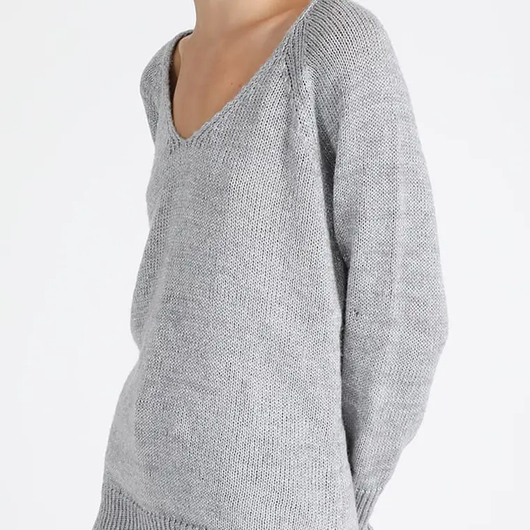 JERSEY LARGO TEJIDO LUREX PERLA ESCOTE EN V Y CUELLO DESMONTABLE  MANGA LARGA RAGLAN  (TALLA L) 3