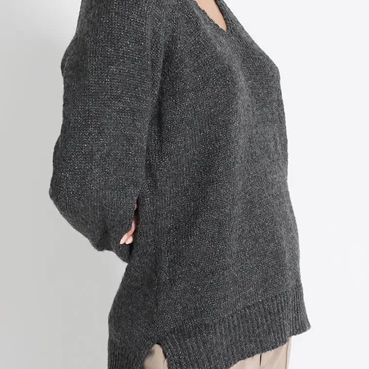 JERSEY LARGO TEJIDO LUREX GRAFITO  ESCOTE EN V Y CUELLO DESMONTABLE (TALLA L) 5