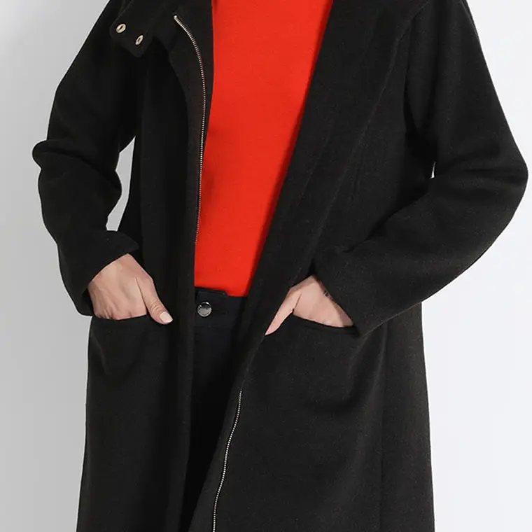 CHAQUETÓN SEMI RECTO  MUFLÓN MELANGE NEGRO 5