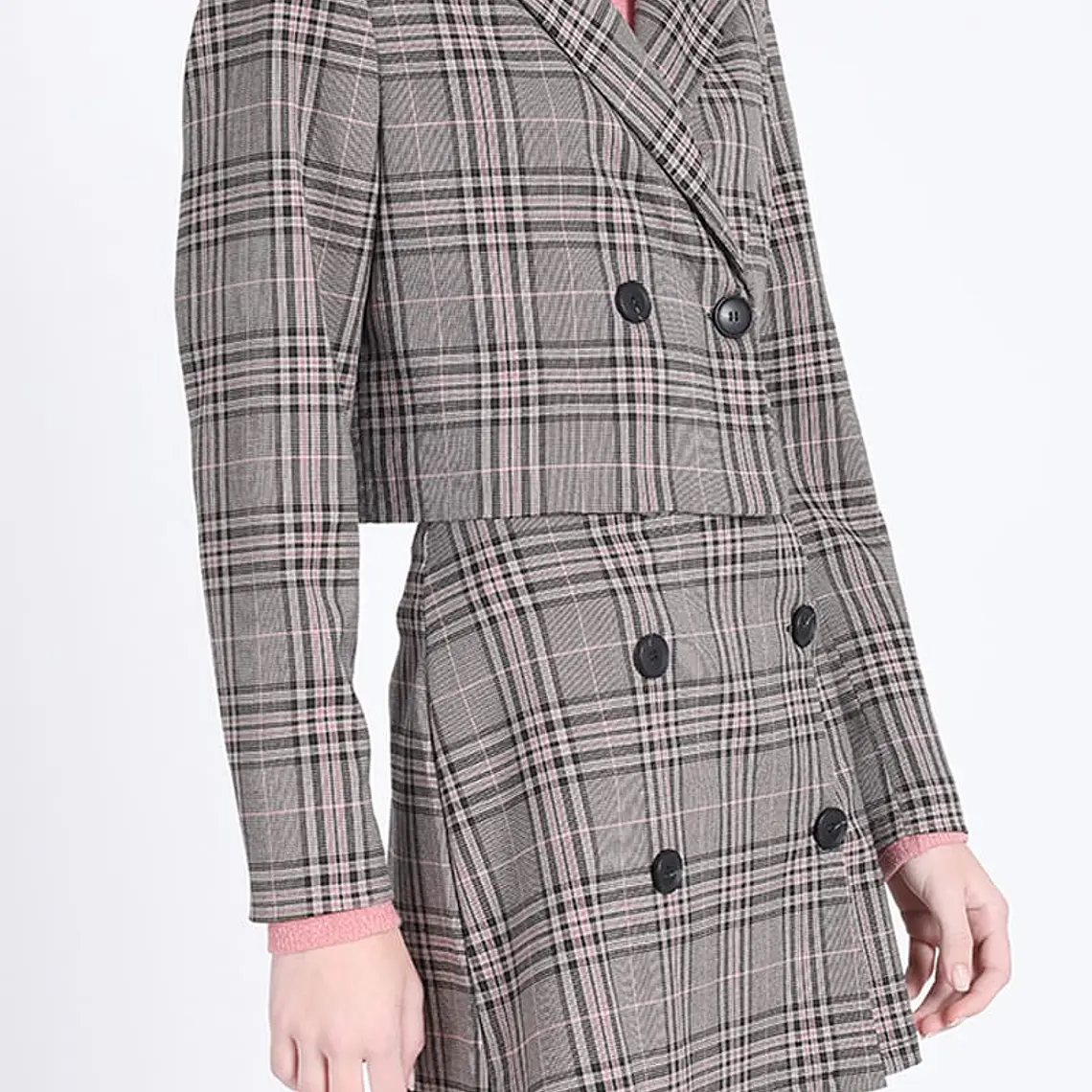 CHAQUETA BLAZER CRUZADO CORTA CUADRILLE MODA ROSA (TALLA L) 3