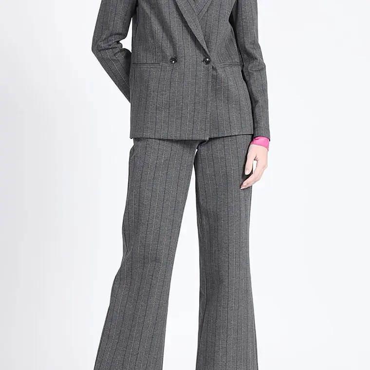 CHAQUETA BLAZER CRUZADO 2 BOTONES FANTASIA RAYAS GRIS GRIS 2