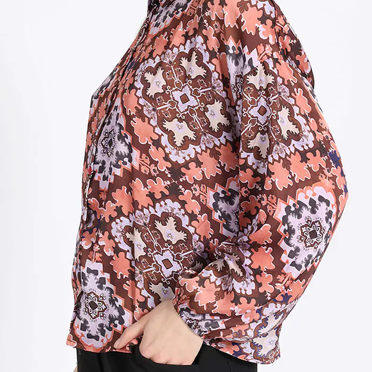 BLUSA M/L CAMISERA ESTAMPADO PAÑUELO NARANJO NARANJO 3