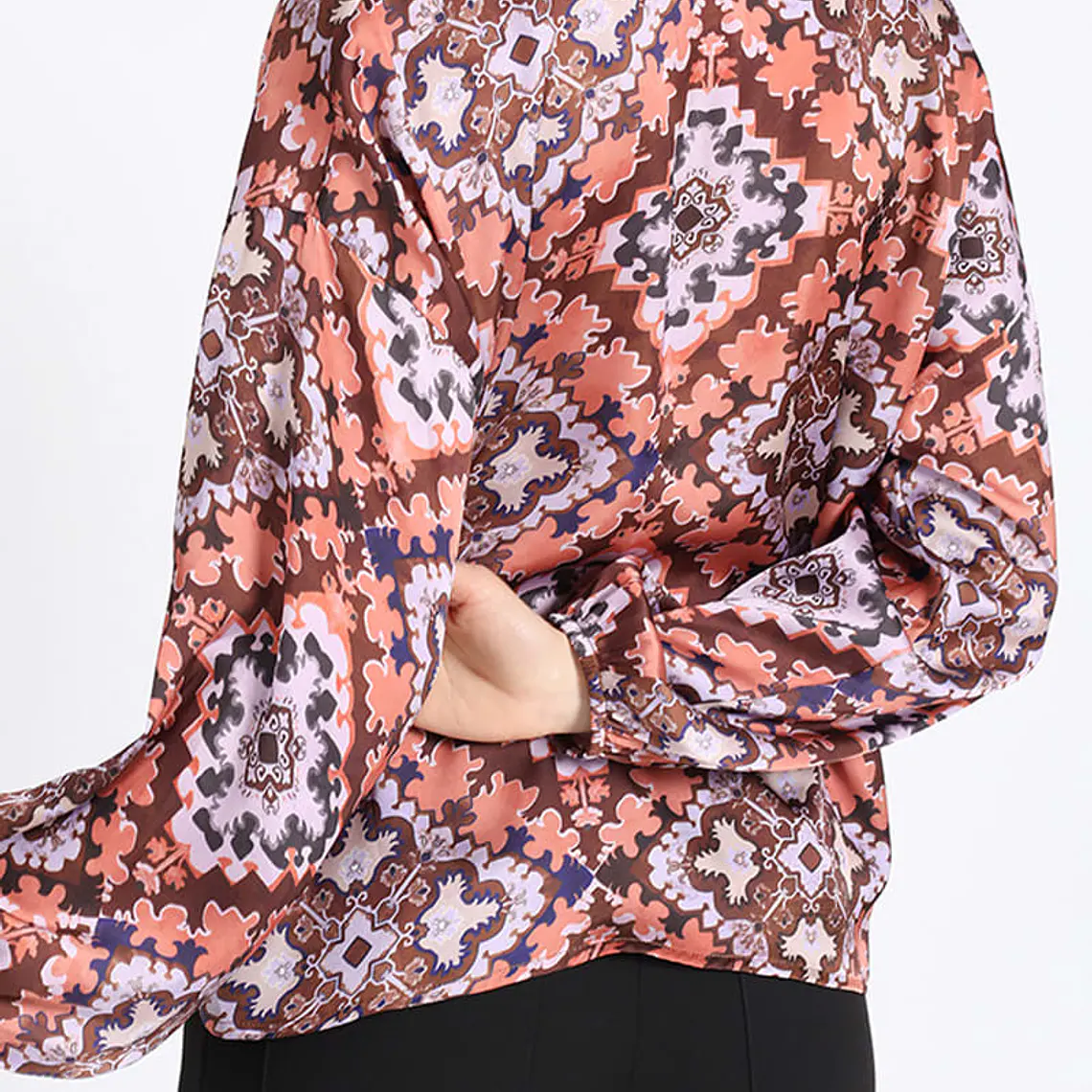 BLUSA M/L CAMISERA ESTAMPADO PAÑUELO NARANJO NARANJO 4