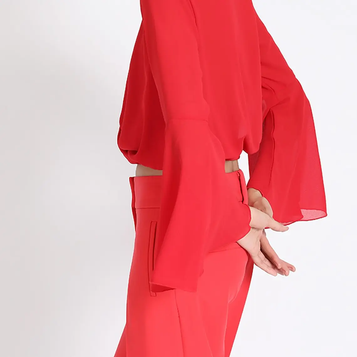 BLUSA M/L CRUZADA ESCOTE V CORTA PUÑO VUELO ROJO (TALLA S) 5