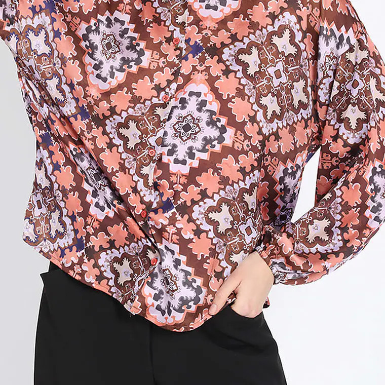 BLUSA M/L CAMISERA ESTAMPADO PAÑUELO NARANJO NARANJO 6