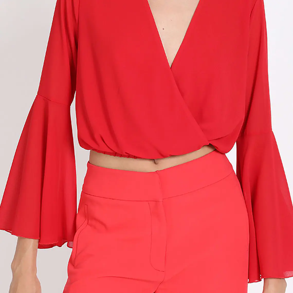 BLUSA M/L CRUZADA ESCOTE V CORTA PUÑO VUELO ROJO (TALLA S) 6