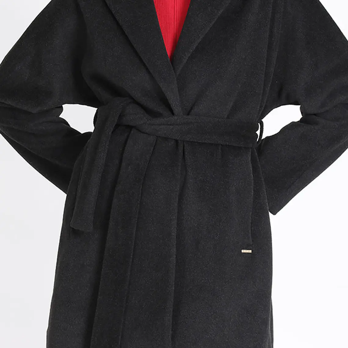 CHAQUETON ENVOLVENTE CON SOLAPA Y LAZO MUFLON MELANGE NEGRO (TALLA M) 1