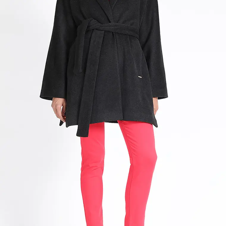 CHAQUETON ENVOLVENTE CON SOLAPA Y LAZO MUFLON MELANGE NEGRO (TALLA M) 2