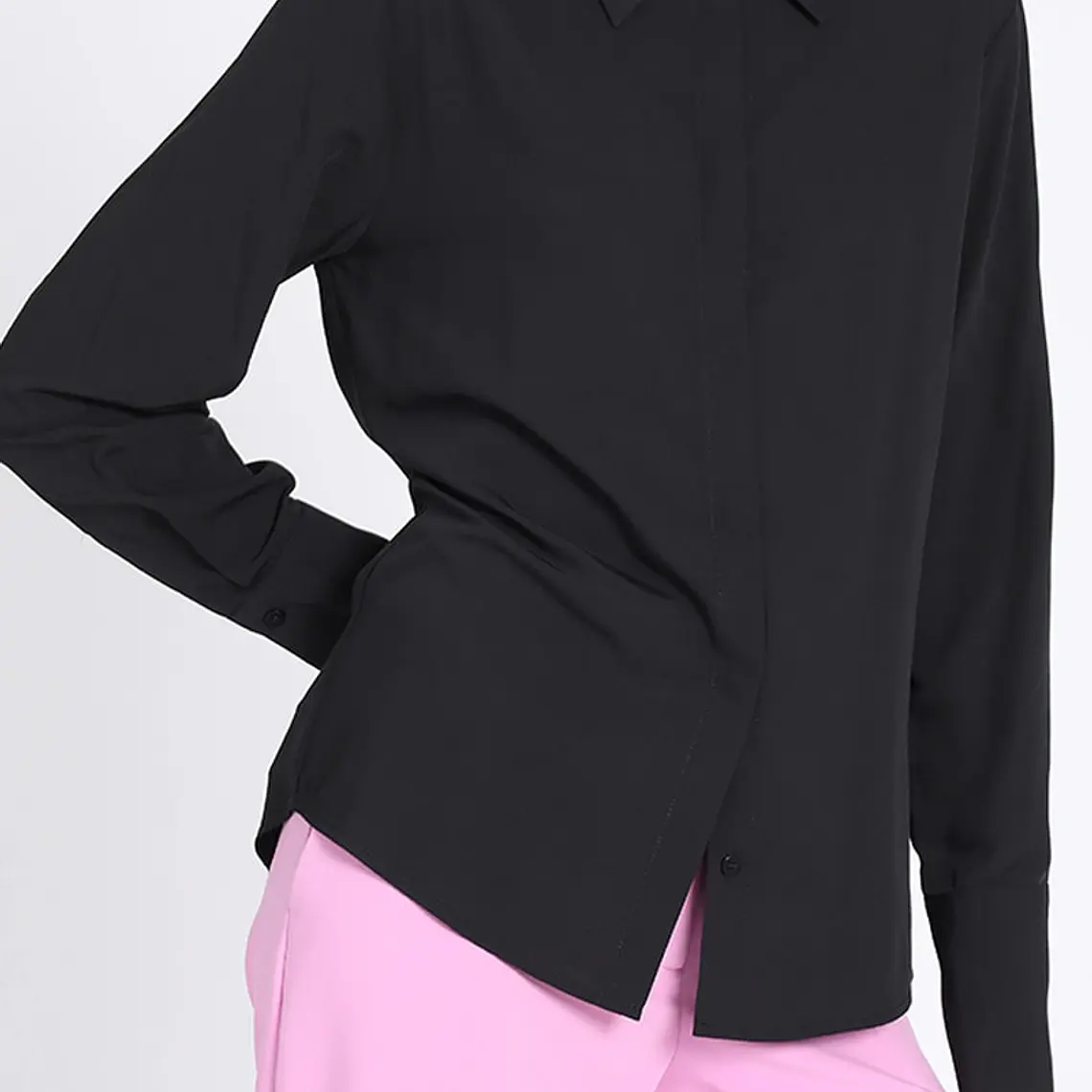 BLUSA M/L CAMISERA BASICA VISCOSA NEGRO 5