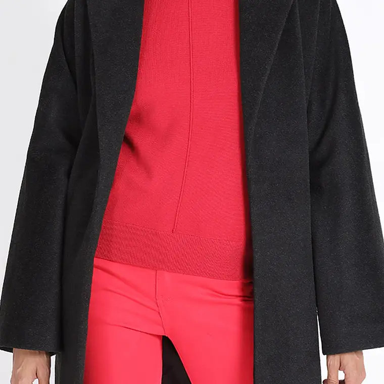 CHAQUETON ENVOLVENTE CON SOLAPA Y LAZO MUFLON MELANGE NEGRO (TALLA M) 5