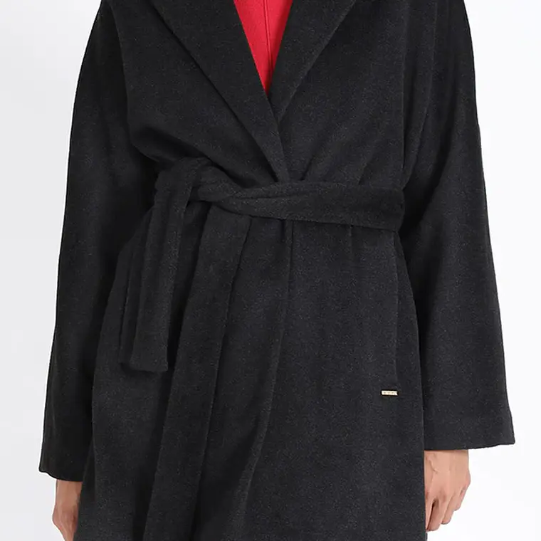 CHAQUETON ENVOLVENTE CON SOLAPA Y LAZO MUFLON MELANGE NEGRO (TALLA M) 6