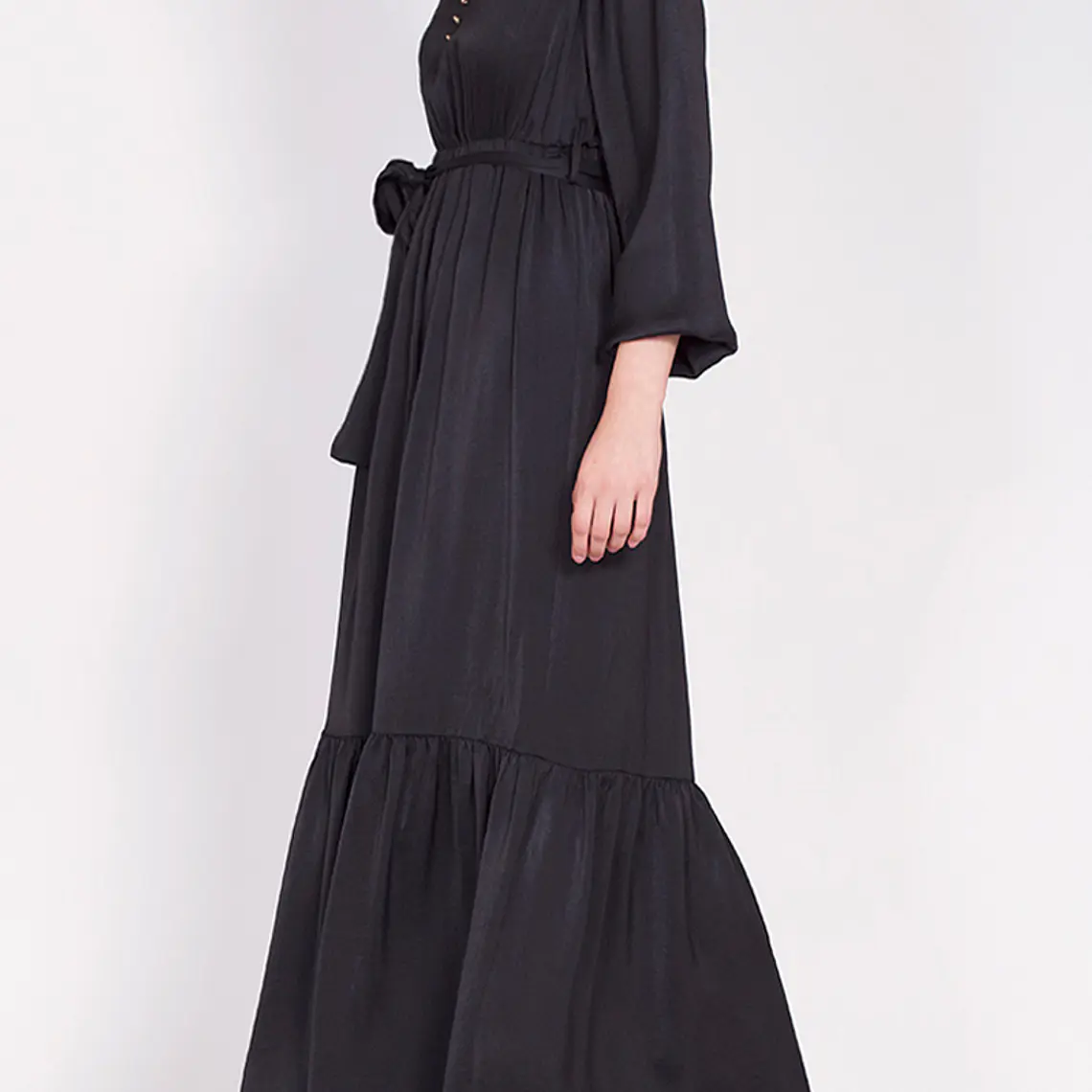 VESTIDO LARGO SATIN  NEGRO 3