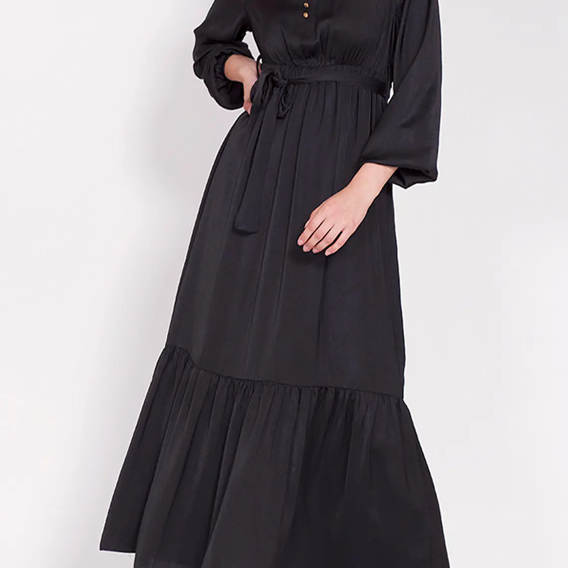 VESTIDO LARGO SATIN  NEGRO 4