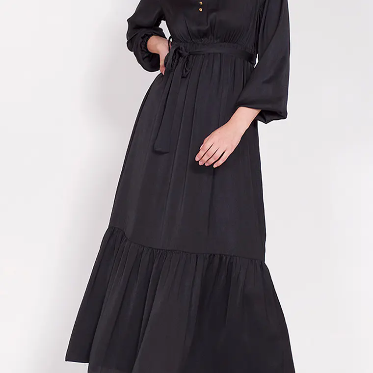 VESTIDO LARGO SATIN  NEGRO 4