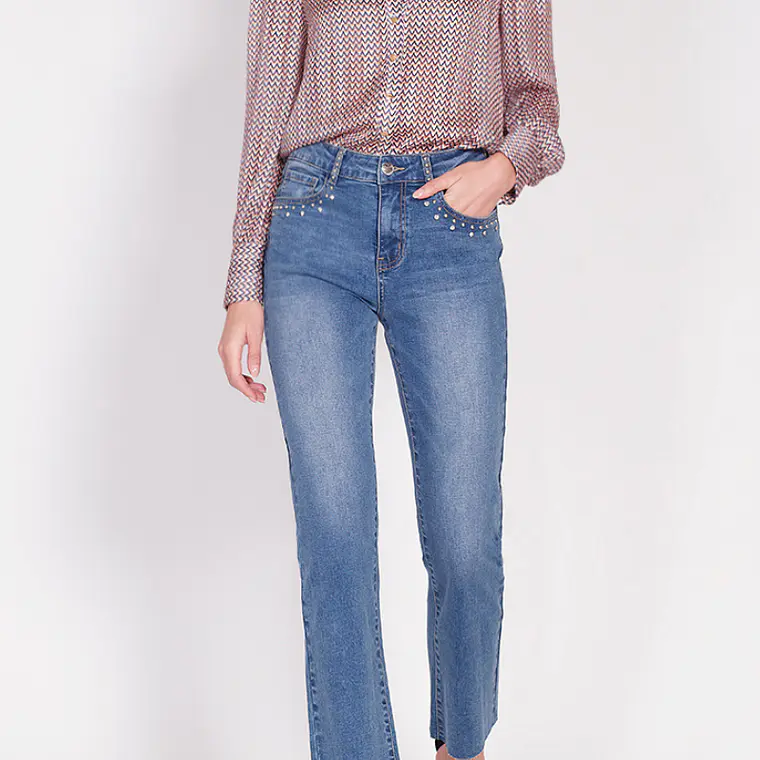 JEANS CROPPED STRAIGHT  TIRO MEDIO (talla 44) 6