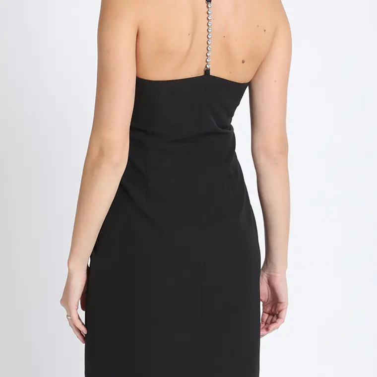 VESTIDO STRASS HALTER NEGRO  CORTE SOBRE LA CINTURA 5