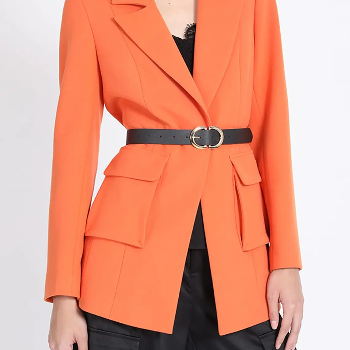 BLAZER LARGO ENTALLADO CARGO  NARANJO (NO INCLUYE CINTURON) 1