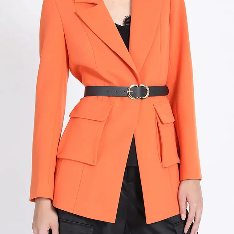 BLAZER LARGO ENTALLADO CARGO  NARANJO (NO INCLUYE CINTURON) 1