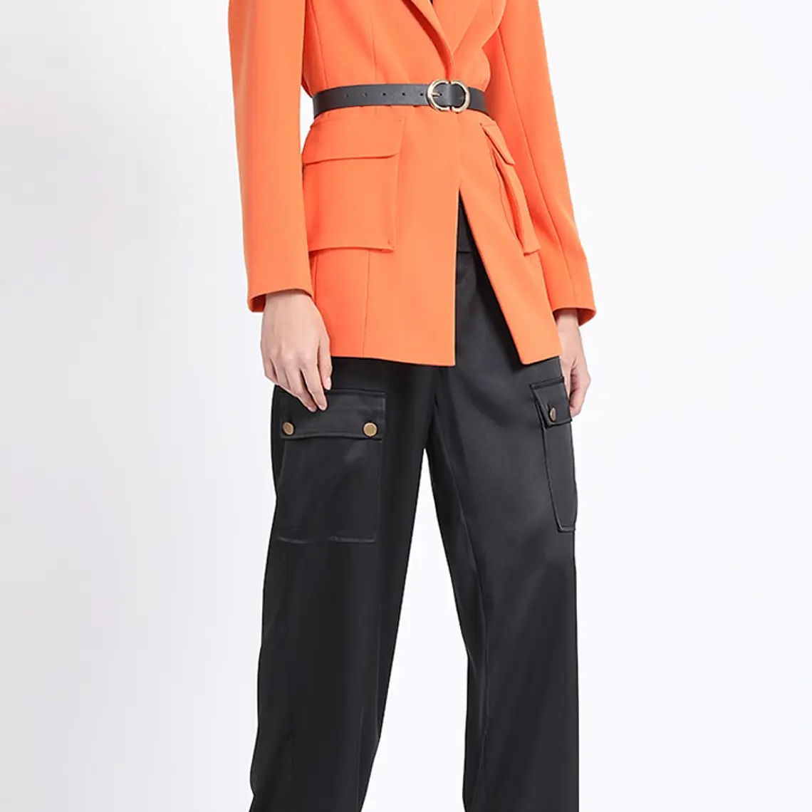 BLAZER LARGO ENTALLADO CARGO  NARANJO (NO INCLUYE CINTURON) 2