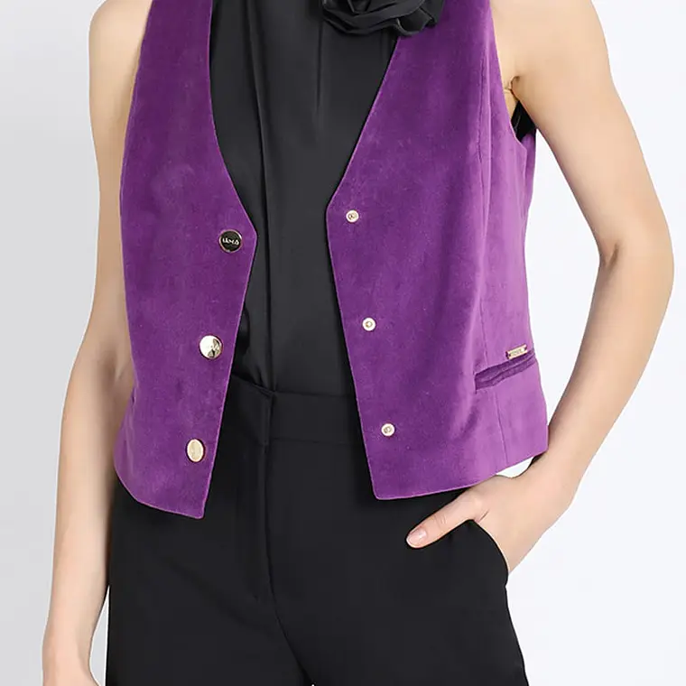 CHALECO SASTRE TERCIOPELO VIOLETA  SIN CUELLO 1