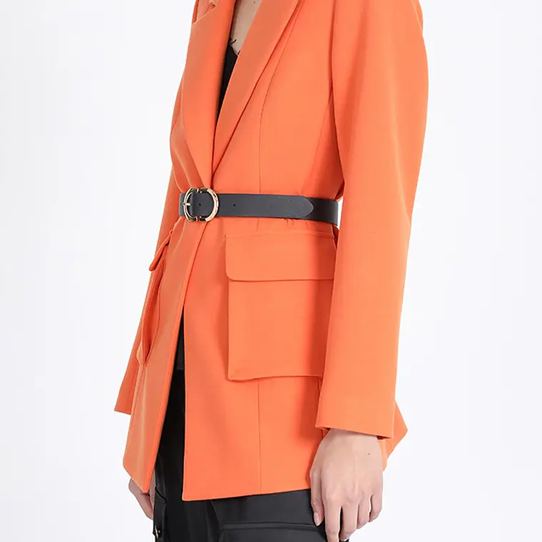 BLAZER LARGO ENTALLADO CARGO  NARANJO (NO INCLUYE CINTURON) 4