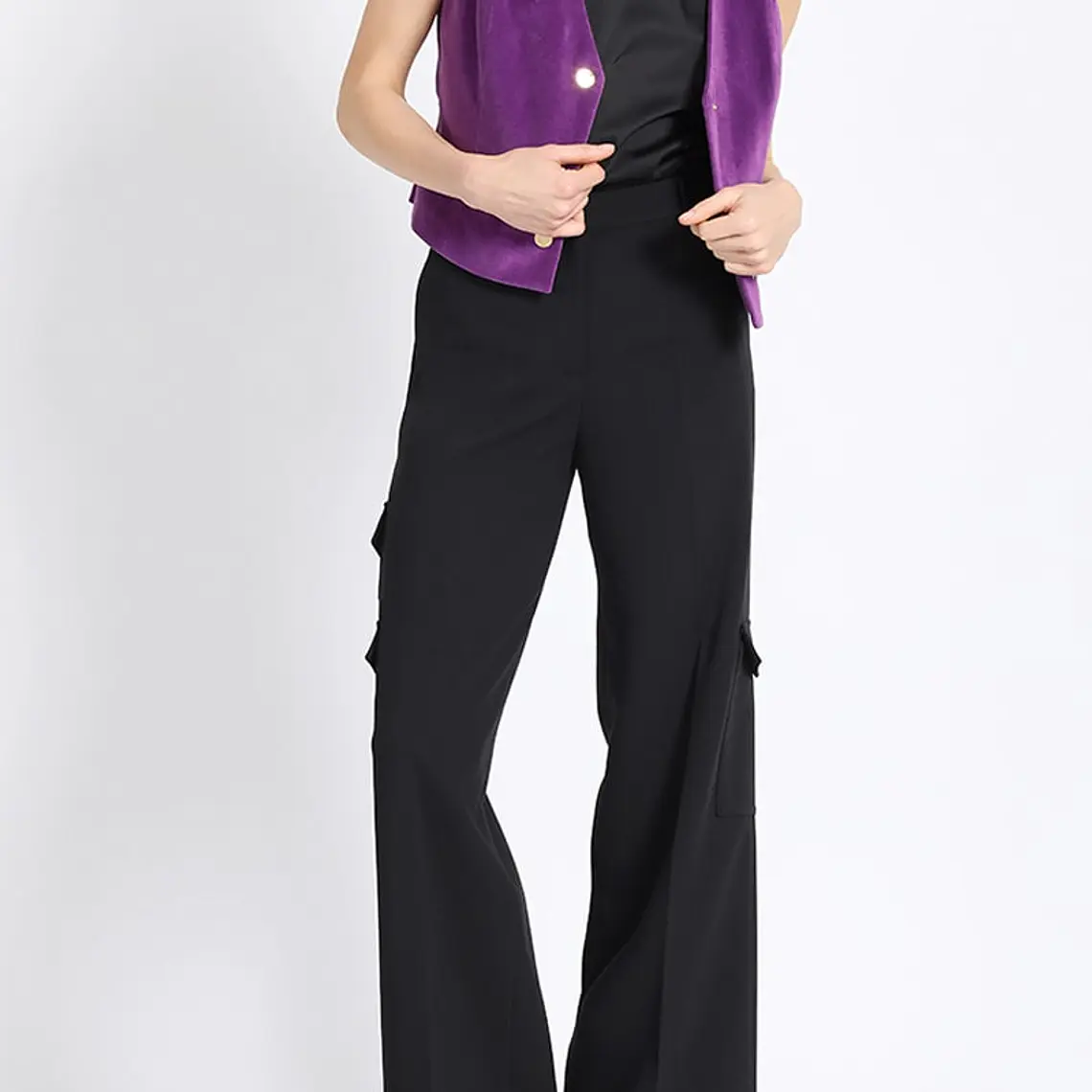 CHALECO SASTRE TERCIOPELO VIOLETA  SIN CUELLO 2