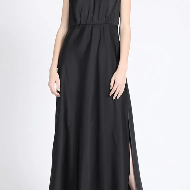 VESTIDO MAXI  SATIN NEGRO 2