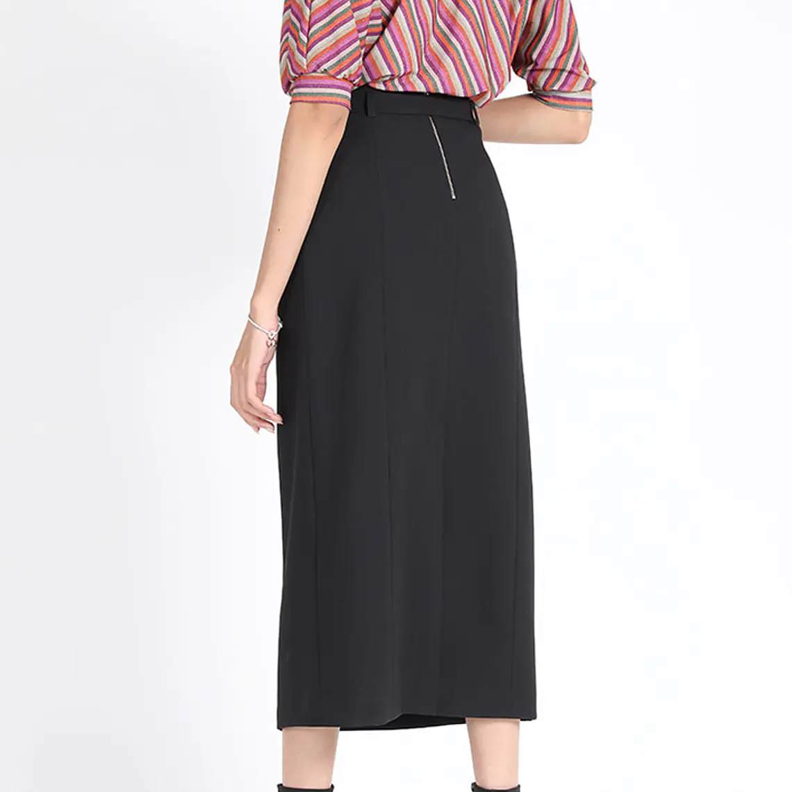 FALDA MIDI CON CINTURON  NEGRO 5