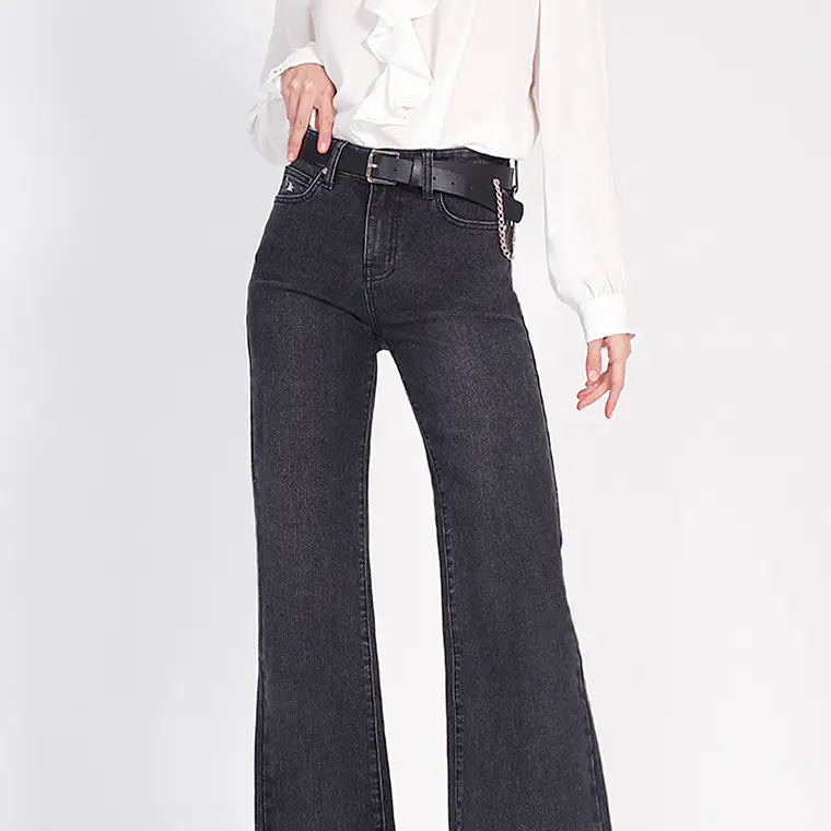 JEANS PALAZZO GABARDINA COLOR NEGRO 1