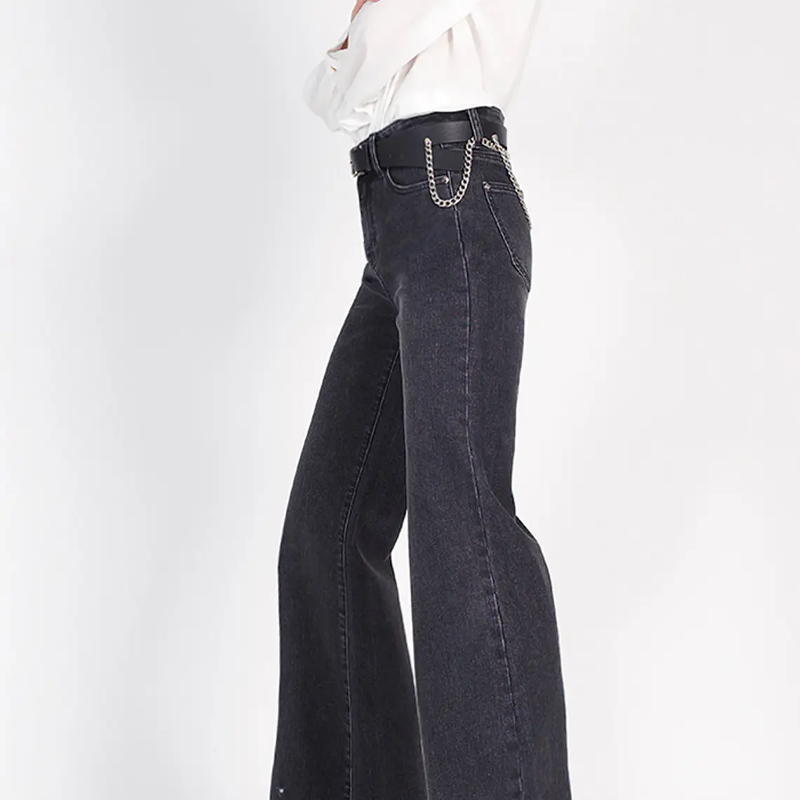 JEANS PALAZZO GABARDINA COLOR NEGRO 3